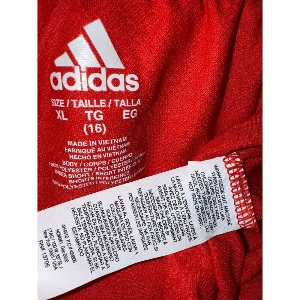 NWT Adidas Girls  Vivid Red & Navy Blue Woven Shorts‎ Size XL
